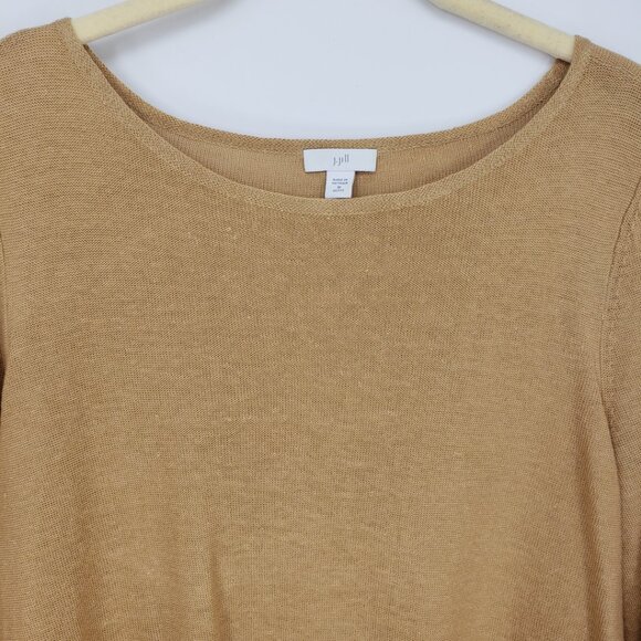 J. Jill Linen Blend Lightweight Pullover Sweater MP Womens 3/4 Sleeves Camel Tan - Picture 6 of 8